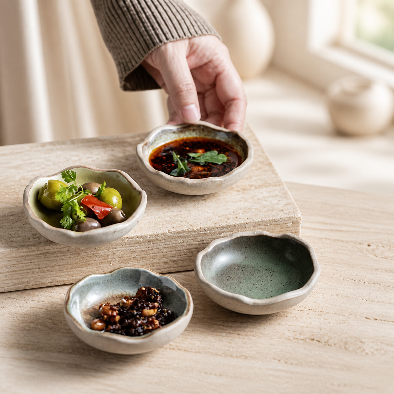 Japanese Ceramic Dipping Dish – 3.5 Inch Rustic Glazed Sauce Bowl, Small Condiment Dish for Soy Sauce, Appetizers & Snacks