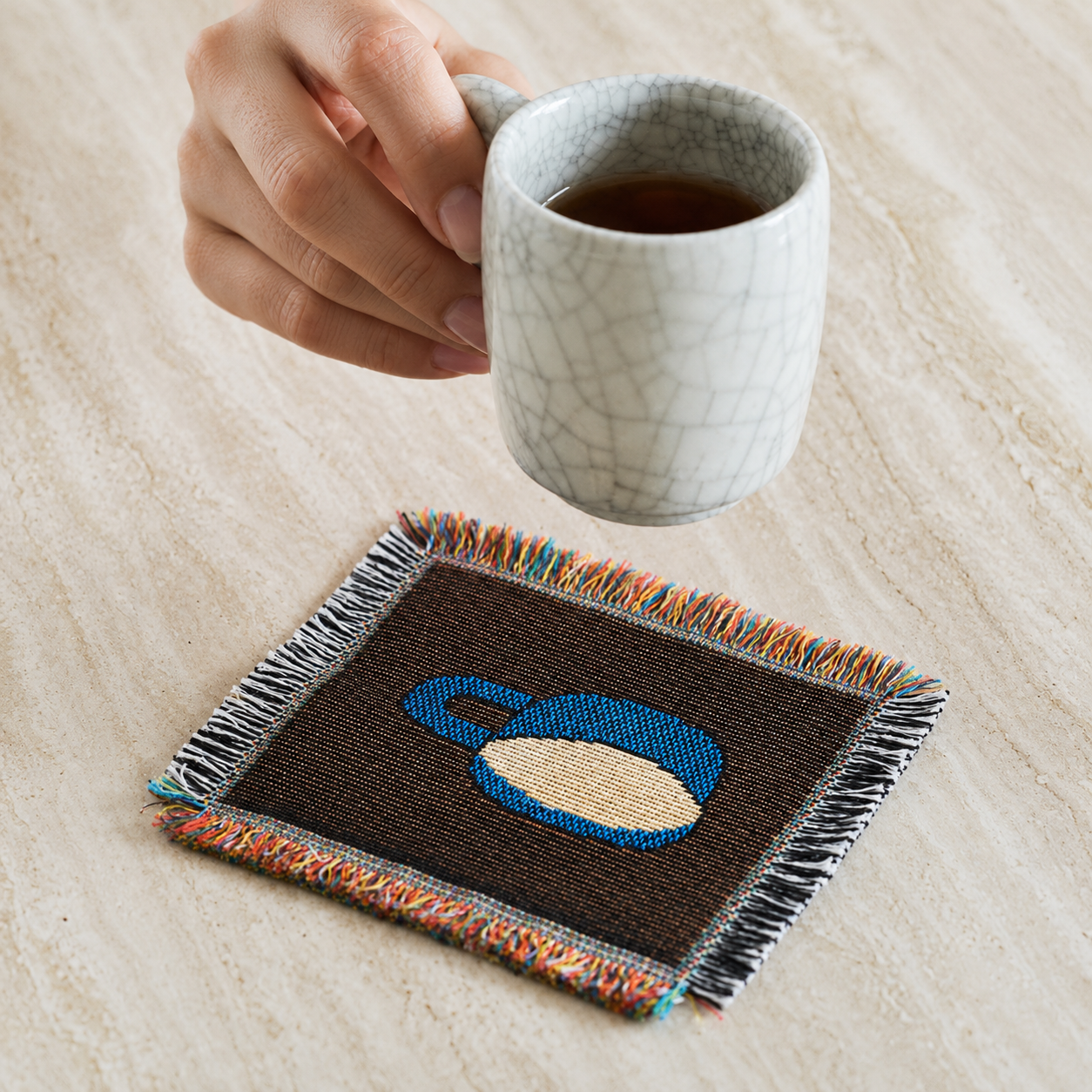 Coffee Woven Coaster – Artisan Table Coaster for Cozy Moments