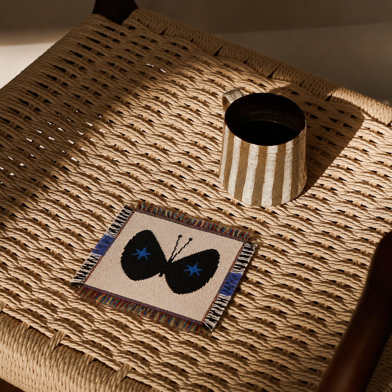 Butterfly Woven Coaster – Artisan Table Accent
