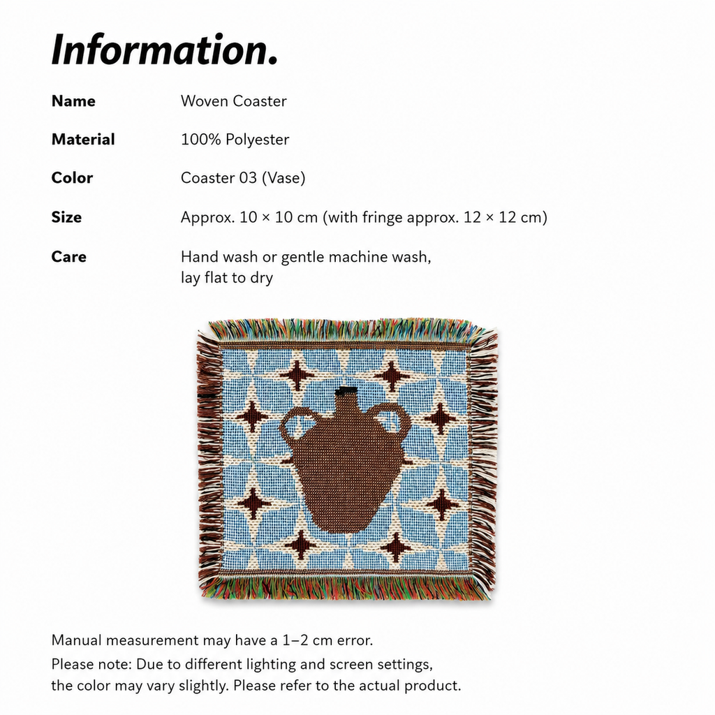 Vase Woven Coaster – Blue Artisan Table Coaster