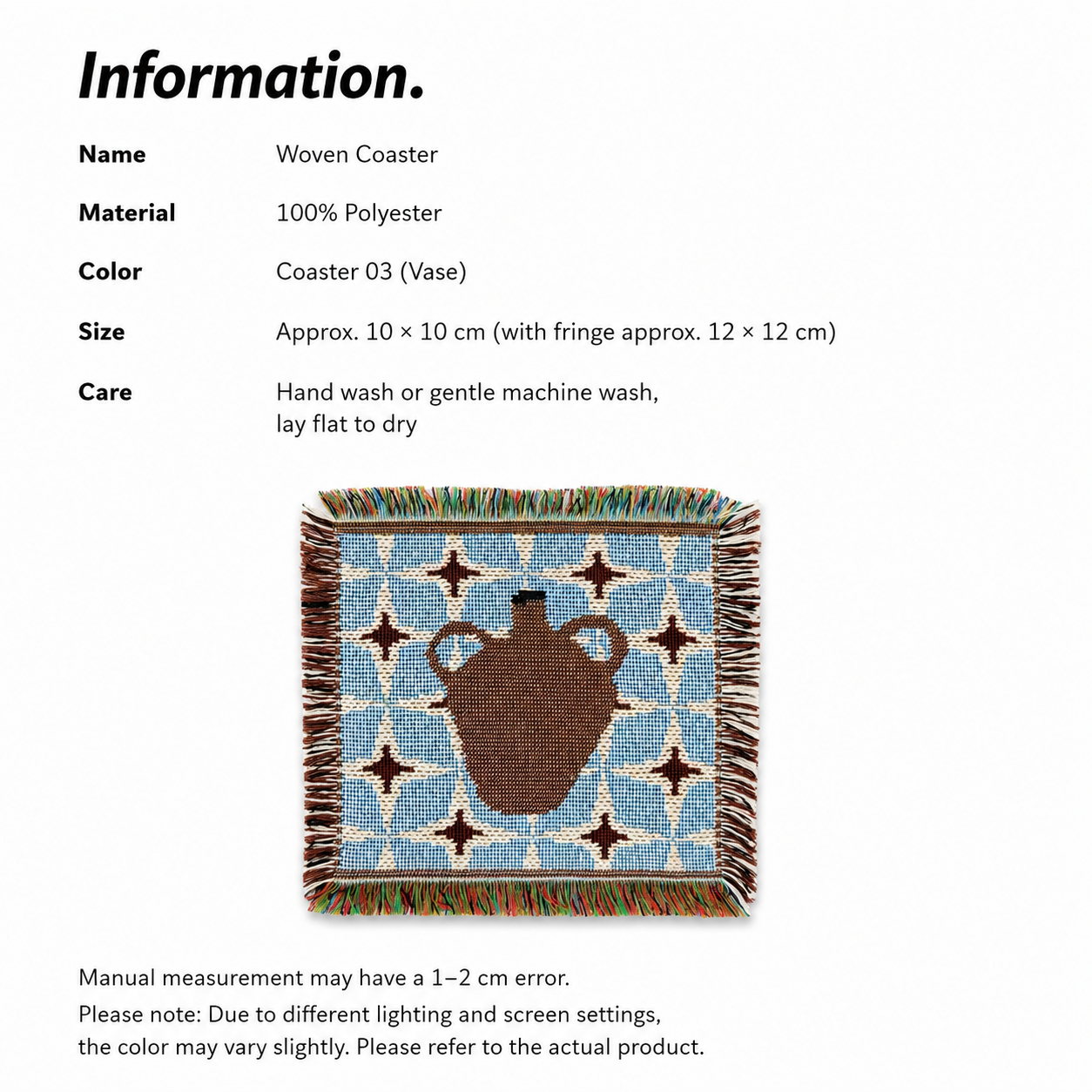 Vase Woven Coaster – Blue Artisan Table Coaster