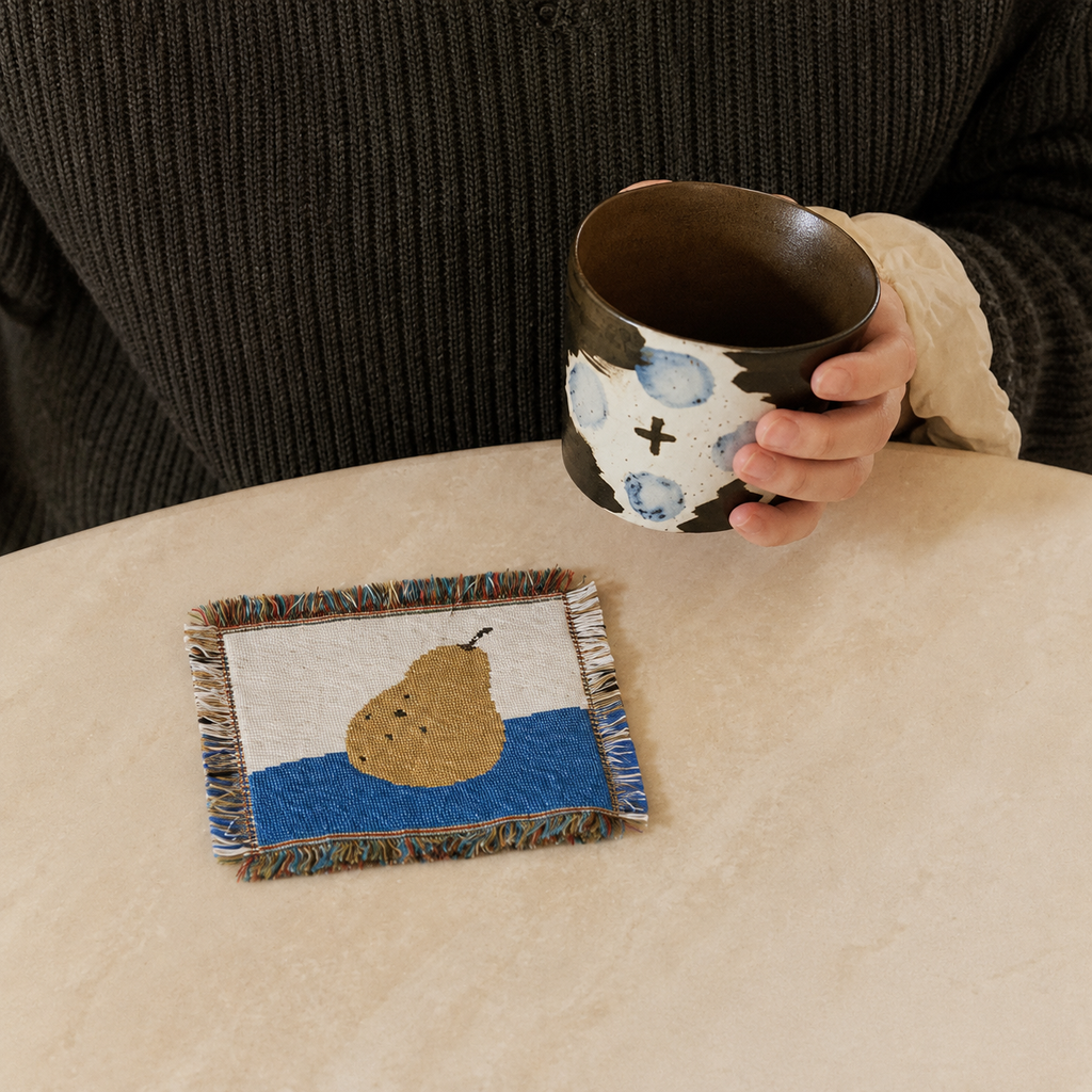 Pear Woven Coaster – Blue Artisan Table Coaster