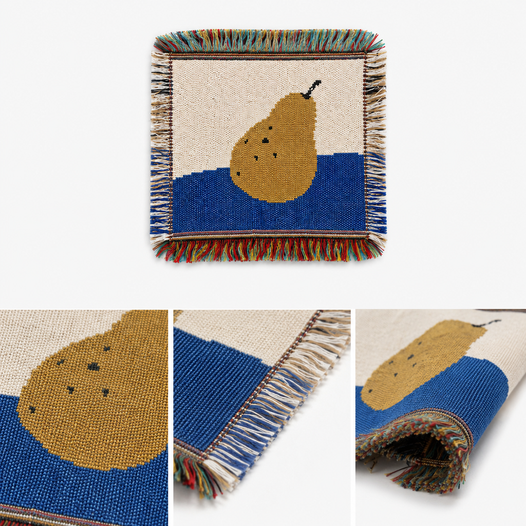 Pear Woven Coaster – Blue Artisan Table Coaster