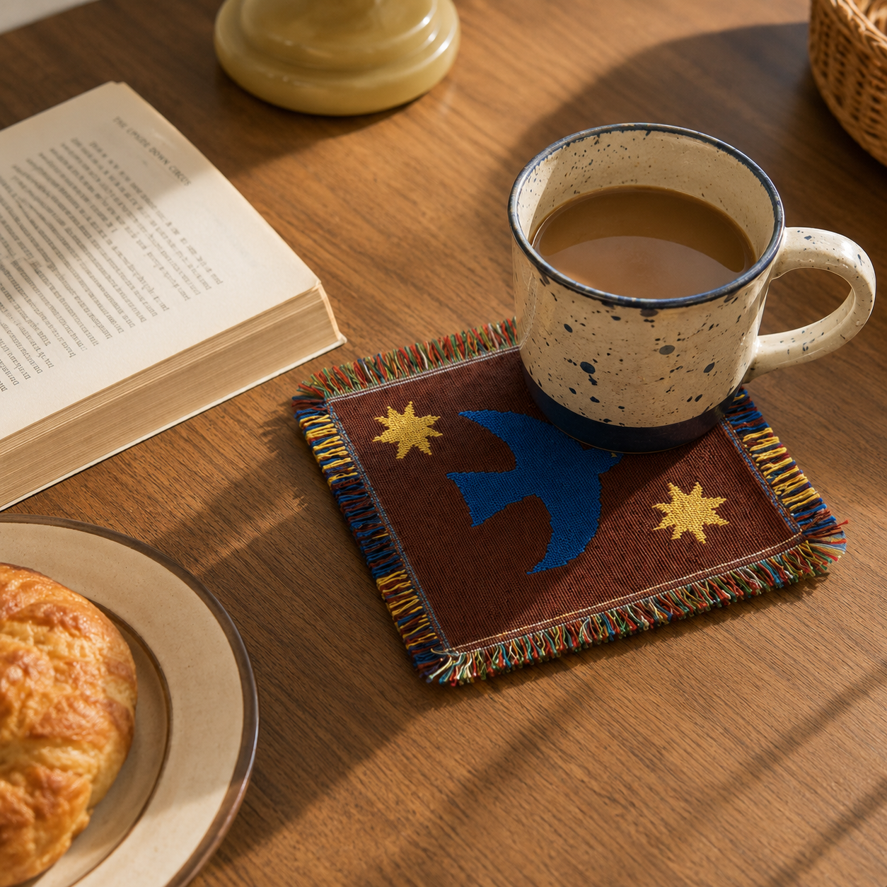 Bird Woven Coaster – Blue Artisan Table Coaster