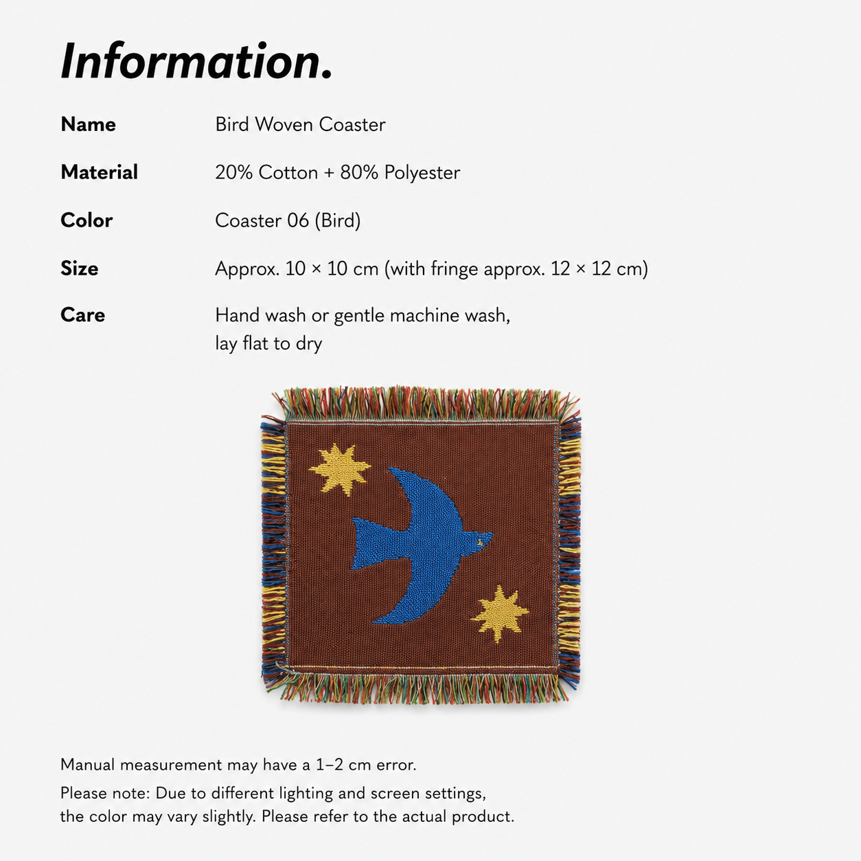 Bird Woven Coaster – Blue Artisan Table Coaster
