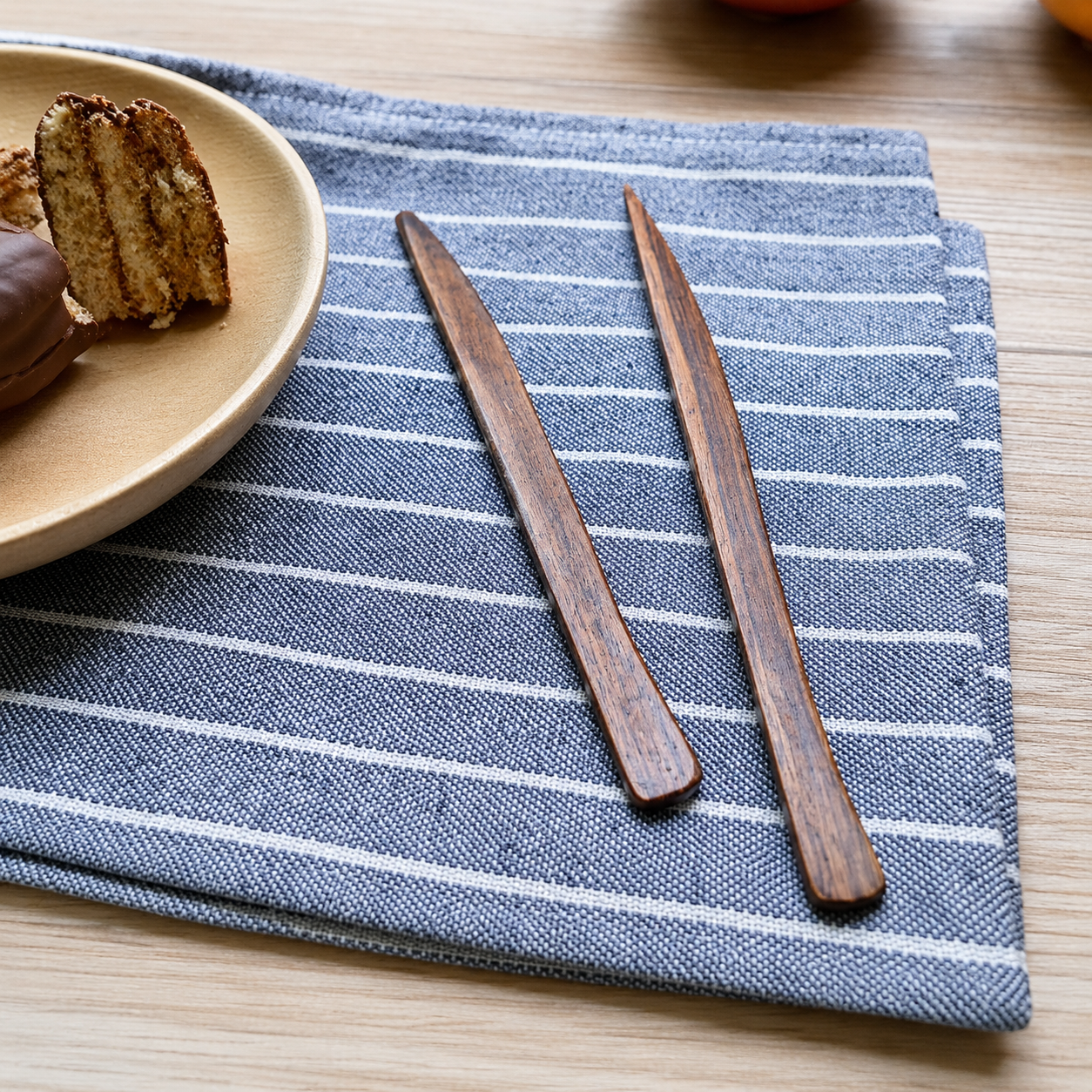 Wooden Fruit Fork & Knife Set – Natural Lotus Wood Tableware Set