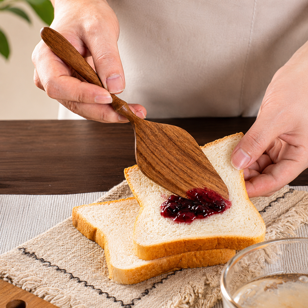 Acacia Wood Serving Spoon Set – Handcrafted Minimal Kitchen Utensils