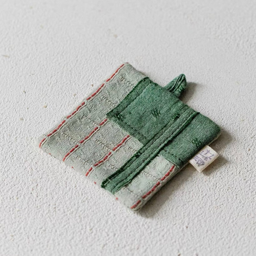 Handmade Linen Cup Mat – Rustic Fabric Drink Coaster with Apple & Pear Design | Minimalist Table Decor for Coffee Bar, Kitchen & Home
