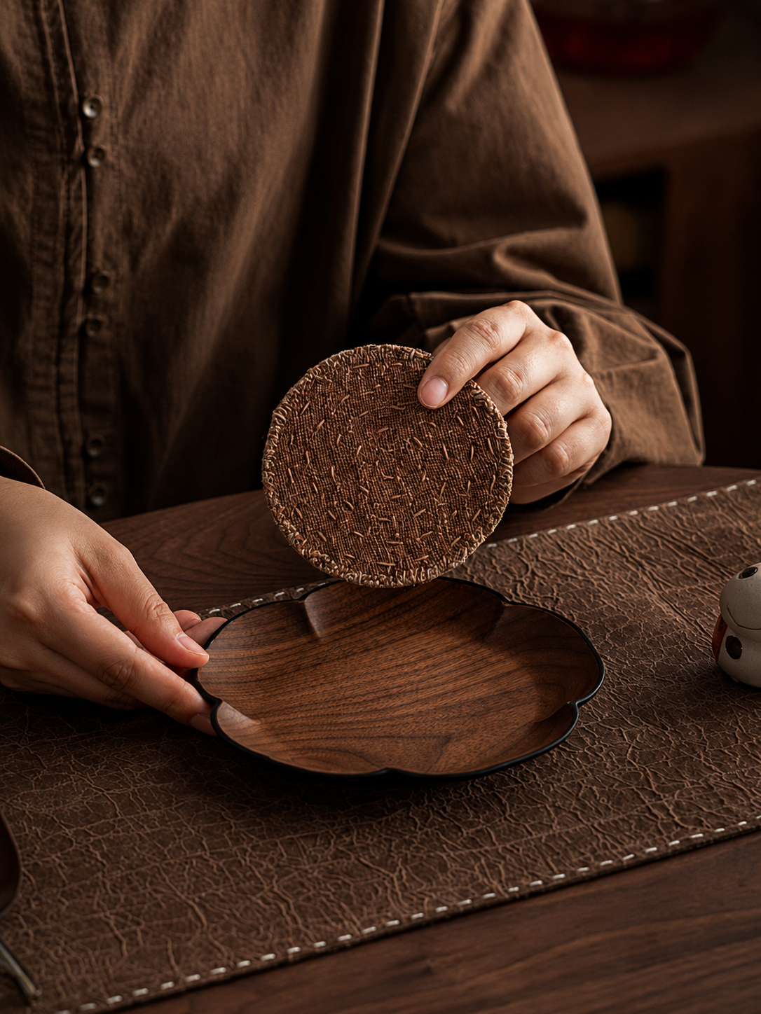 Hand Stitched Hemp Coaster – Natural Woven Round Drink Mat | Rustic Handmade Table Decor for Coffee Bar, Kitchen & Home