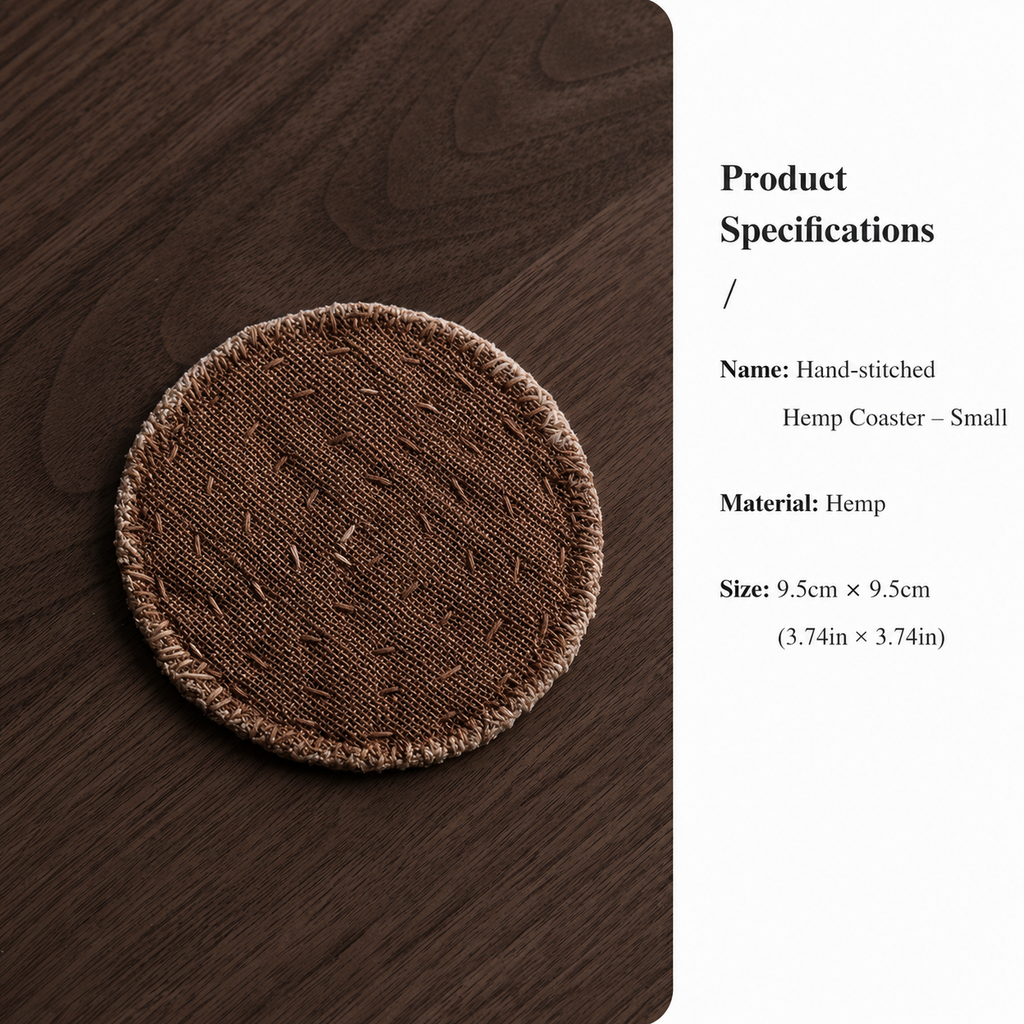 Hand Stitched Hemp Coaster – Natural Woven Round Drink Mat | Rustic Handmade Table Decor for Coffee Bar, Kitchen & Home