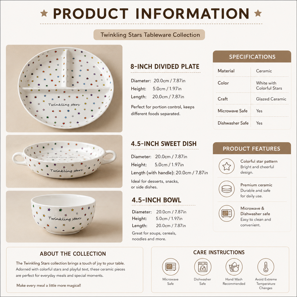 Twinkling Stars Ceramic Divided Plate Collection