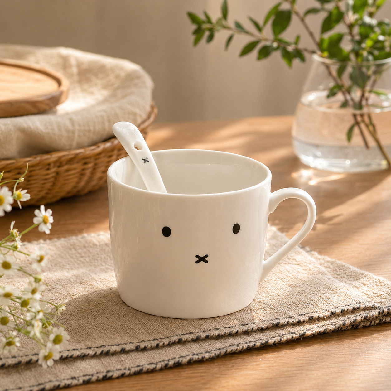 Minimalist Face Ceramic Mug – Cute 380ml Coffee Cup | White Funny Tea Mug with Simple Design for Home, Office & Everyday Drinks