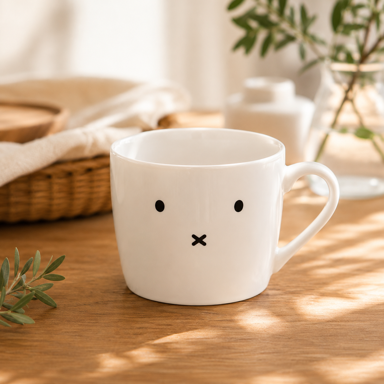 Minimalist Face Ceramic Mug – Cute 380ml Coffee Cup | White Funny Tea Mug with Simple Design for Home, Office & Everyday Drinks
