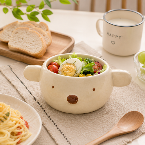 Cute Bear Ceramic Bowl &amp; Plate Set – Adorable Animal Tableware | Handmade Style Dinnerware for Snacks, Desserts &amp; Home Kitchen