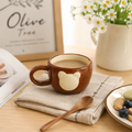 Cute Bear Ceramic Mug – 160ml Animal Coffee Cup | Brown Bear Tea Mug with Minimalist Design for Cozy Home & Gift