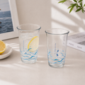 Summer Ocean Glass Tumbler – 500ml Borosilicate Drinking Glass | Swimmer Wave Design Cup for Water, Coffee & Iced Drinks