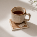 Handmade Fabric Woven Coaster – Rustic Fringe Drink Mat | Cotton Blend Table Decor for Coffee Bar, Kitchen & Cozy Home