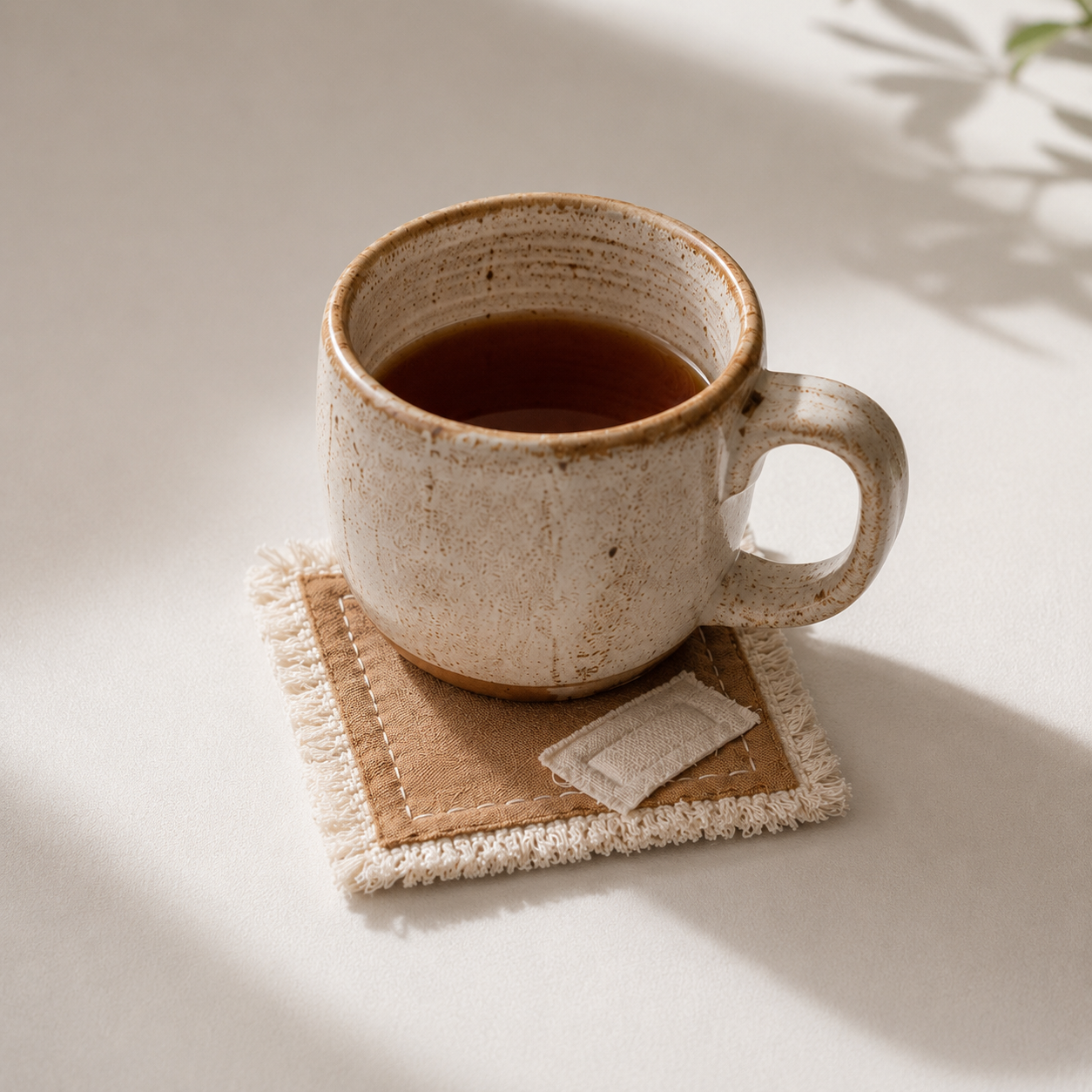 Handmade Fabric Woven Coaster – Rustic Fringe Drink Mat | Cotton Blend Table Decor for Coffee Bar, Kitchen & Cozy Home