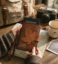 Maple Leaf Passport Wallet, RFID Blocking Travel Passport Holder, PU Leather Passport Cover with Card Slots & Wrist Strap