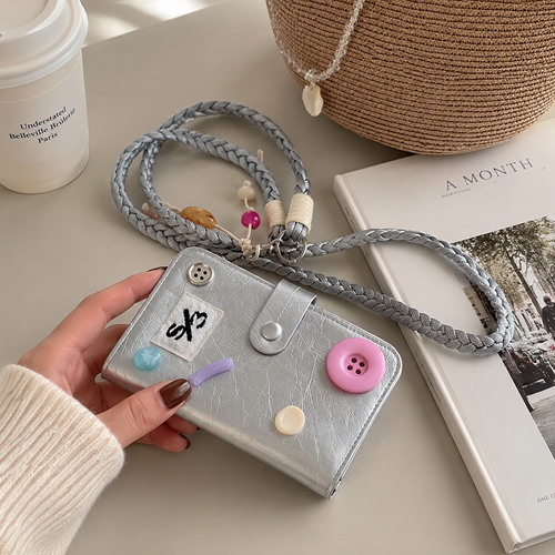 Button Passport Bag, Cute PU Leather Travel Wallet with Adjustable Strap, Passport Holder Crossbody Bag for Travel & Daily Use