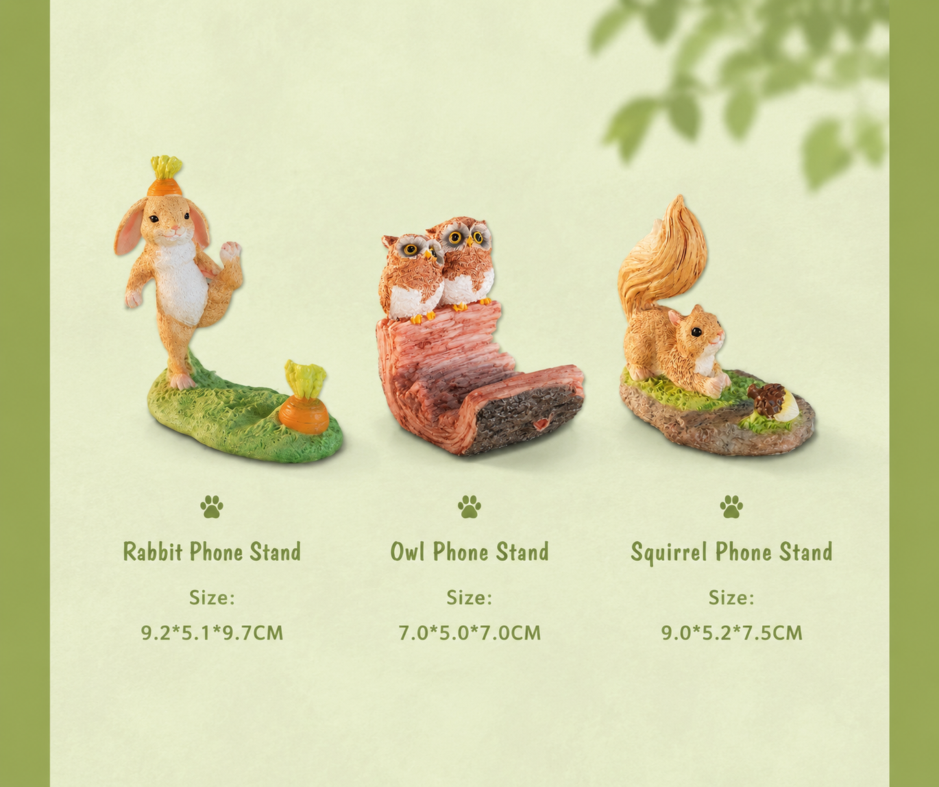 Cute Animal Phone Stand, Kawaii Rabbit Owl Squirrel Phone Holder, Decorative Desk Phone Stand for Home Office & Bedroom