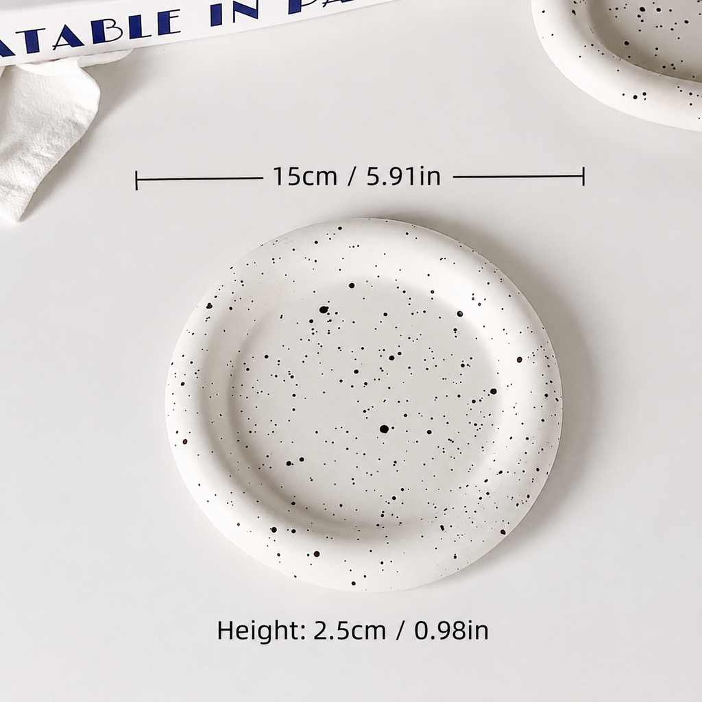 Ceramic Decorative Plate Set – Minimalist Speckled White Ceramic Dish, Star & Bear Shape Plates for Dessert, Snack & Home Decor