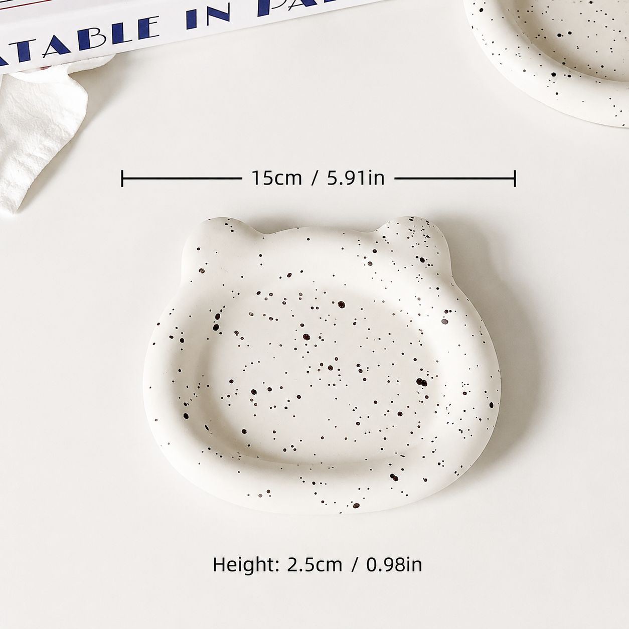 Ceramic Decorative Plate Set – Minimalist Speckled White Ceramic Dish, Star & Bear Shape Plates for Dessert, Snack & Home Decor