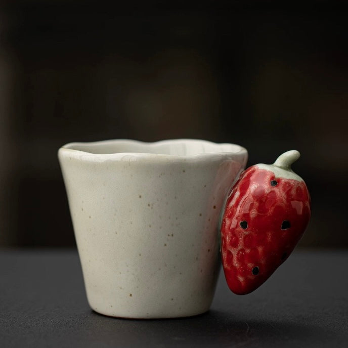 Handcrafted Ceramic Fruit Mug – Cute Strawberry, Banana & Watermelon Handle Coffee Cup | Unique Handmade Tea Mug & Gift for Coffee Lovers
