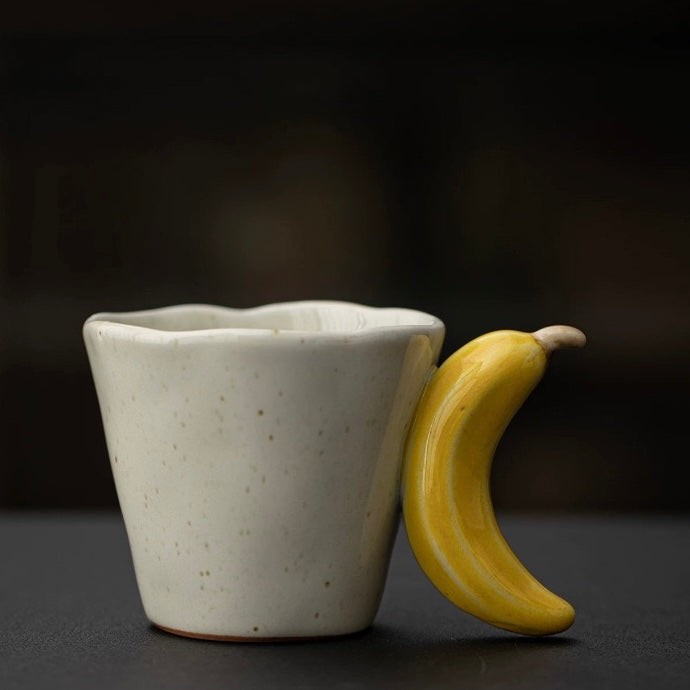 Handcrafted Ceramic Fruit Mug – Cute Strawberry, Banana & Watermelon Handle Coffee Cup | Unique Handmade Tea Mug & Gift for Coffee Lovers