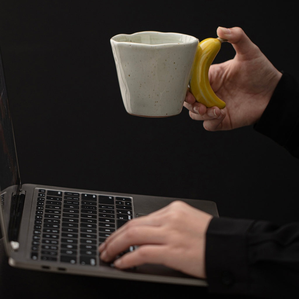 Handcrafted Ceramic Fruit Mug – Cute Strawberry, Banana & Watermelon Handle Coffee Cup | Unique Handmade Tea Mug & Gift for Coffee Lovers