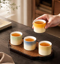 Handmade Ceramic Tea Cup Set of 4 | Minimalist Japanese Gradient Tea Cups