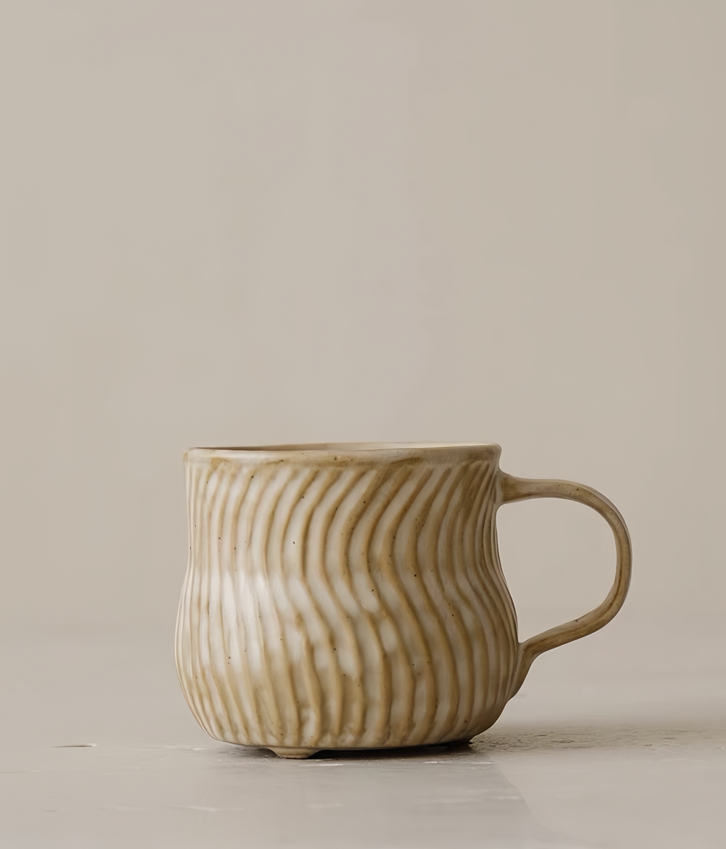 WS Luxury Collection | Spica Textured Ceramic Coffee Mug – Minimalist Wabi-Sabi Tea Cup