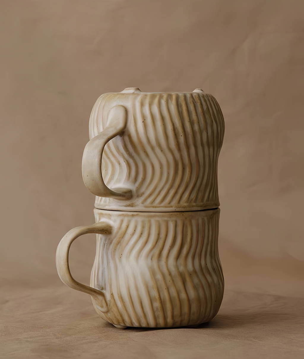 WS Luxury Collection | Spica Textured Ceramic Coffee Mug – Minimalist Wabi-Sabi Tea Cup