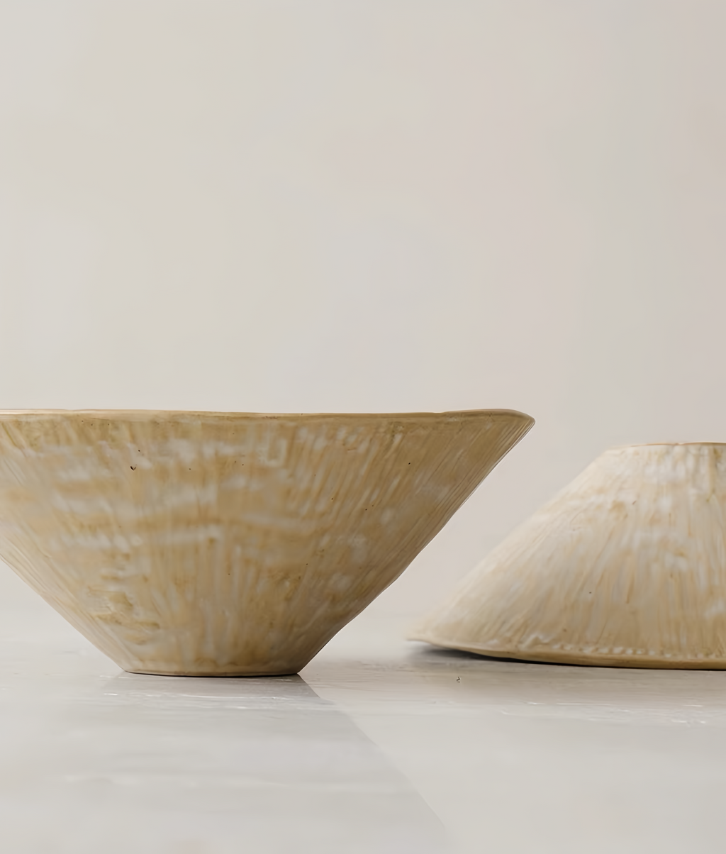 WS Luxury Collection | Shiro Large Ceramic Serving Bowl – Minimalist Wabi-Sabi Stoneware Bowl