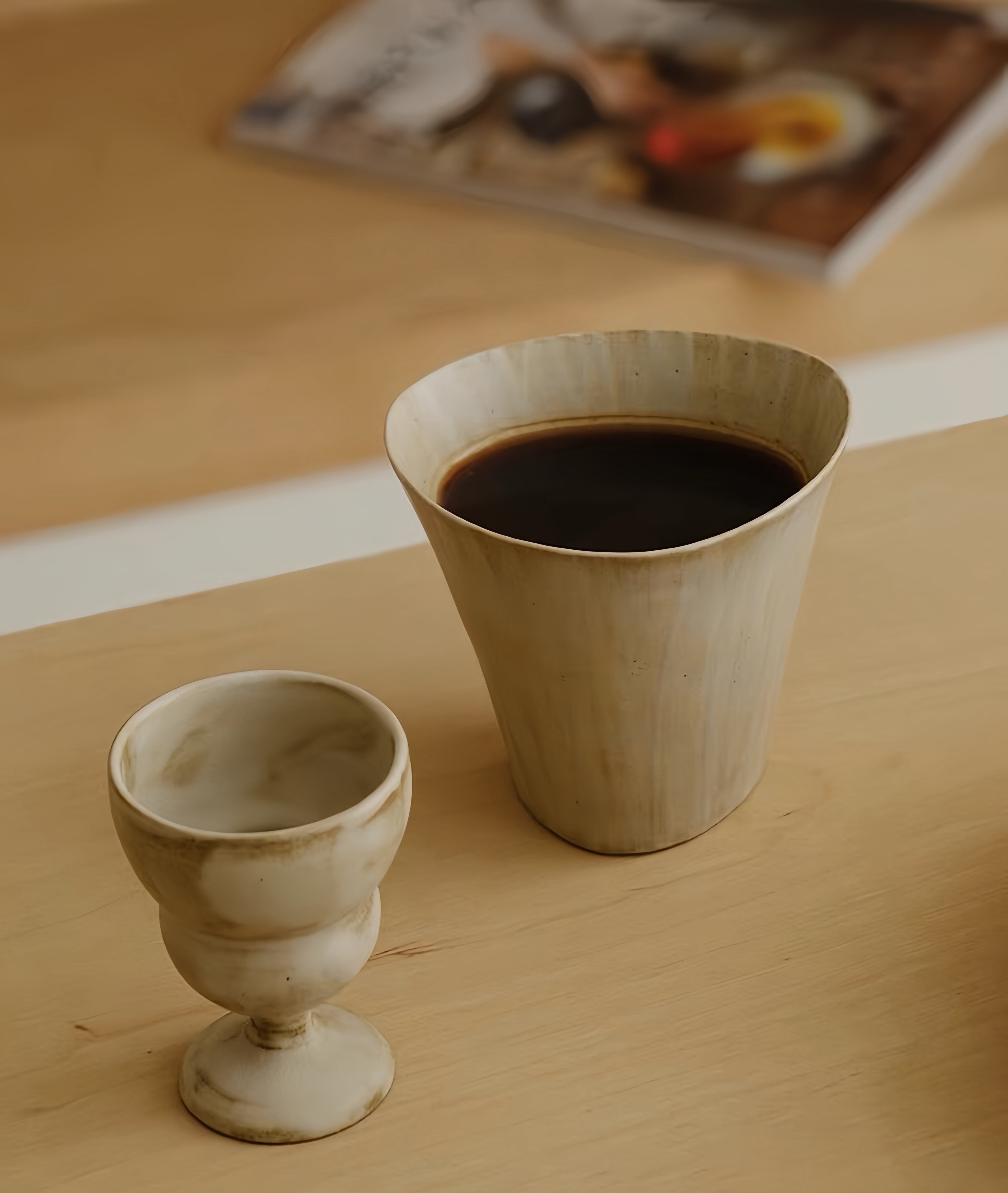 WS Luxury Collection | Fuko Vintage Ceramic Goblet Cup – Wabi-Sabi Mini Dessert Cup