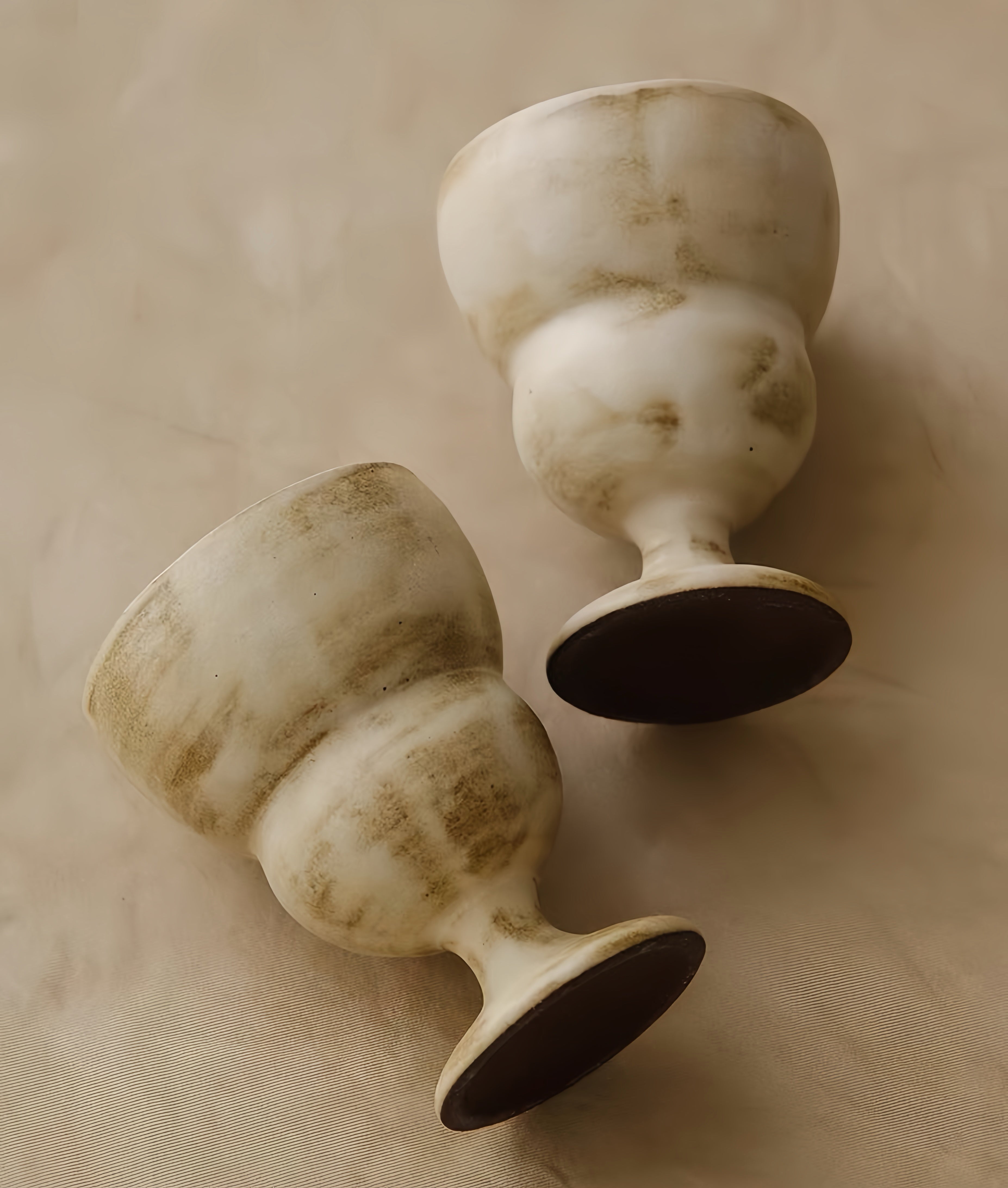 WS Luxury Collection | Fuko Vintage Ceramic Goblet Cup – Wabi-Sabi Mini Dessert Cup