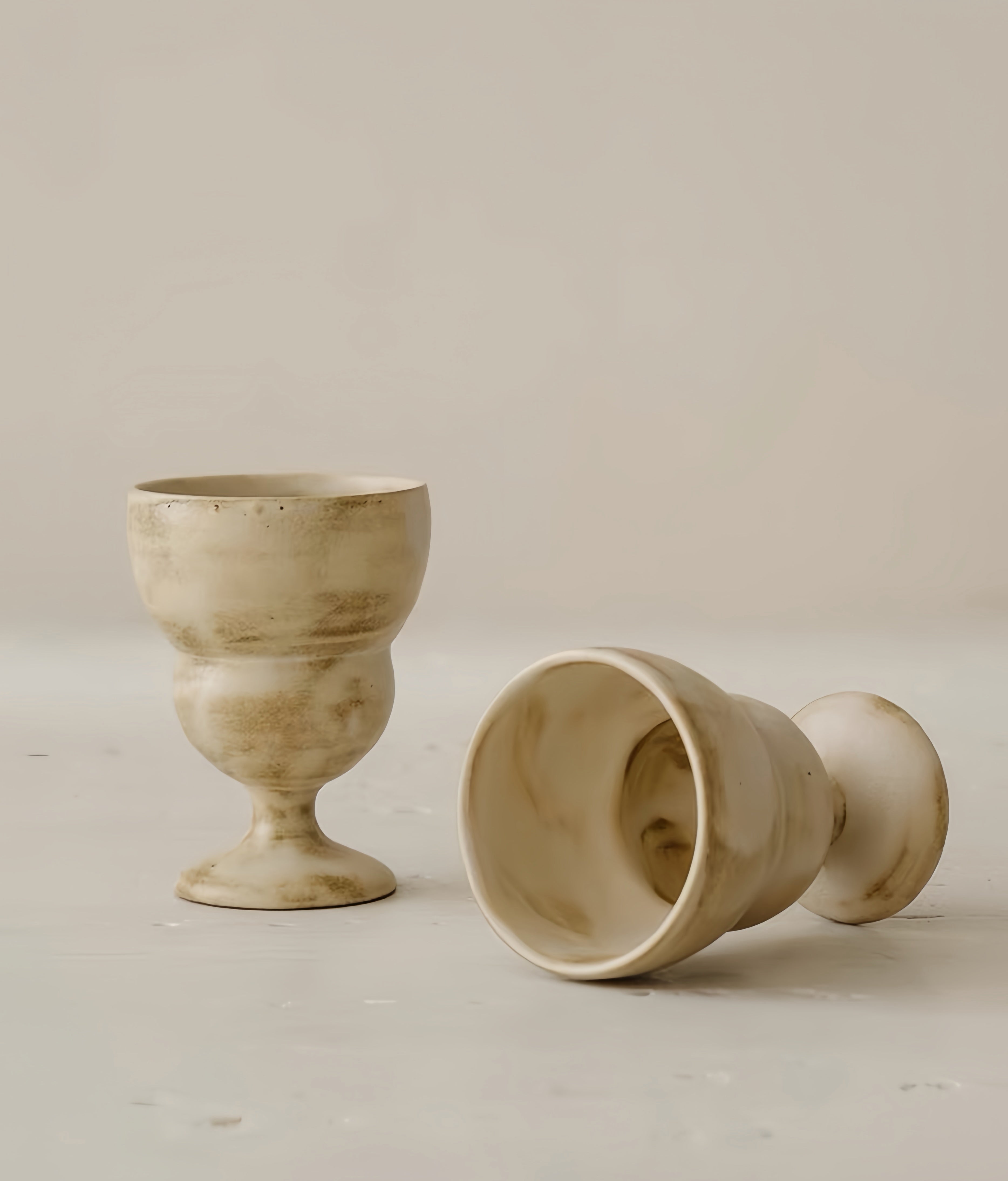 WS Luxury Collection | Fuko Vintage Ceramic Goblet Cup – Wabi-Sabi Mini Dessert Cup