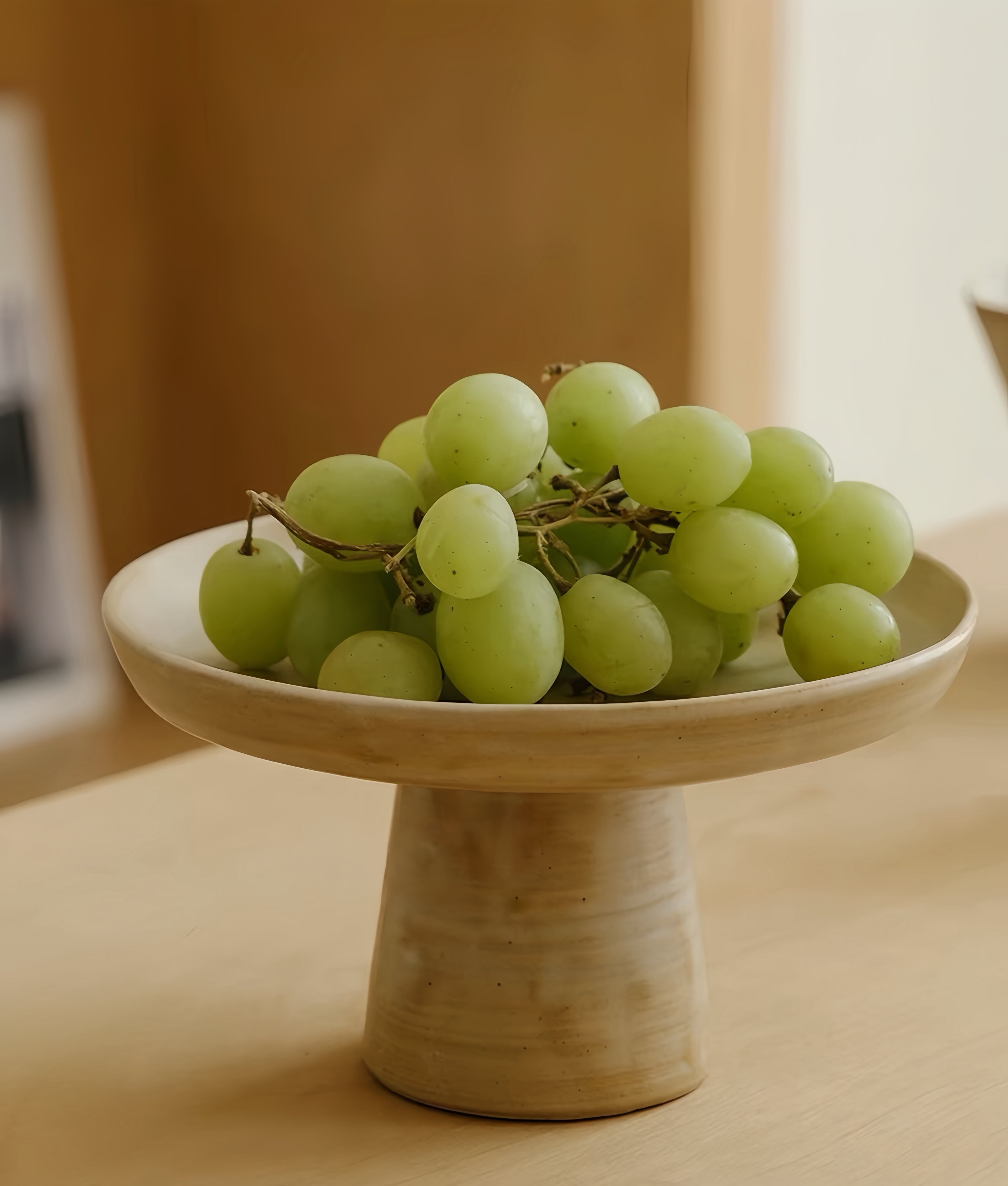 WS Luxury Collection | Taki Ceramic Footed Fruit Bowl – Japanese Wabi-Sabi Pedestal Serving Dish