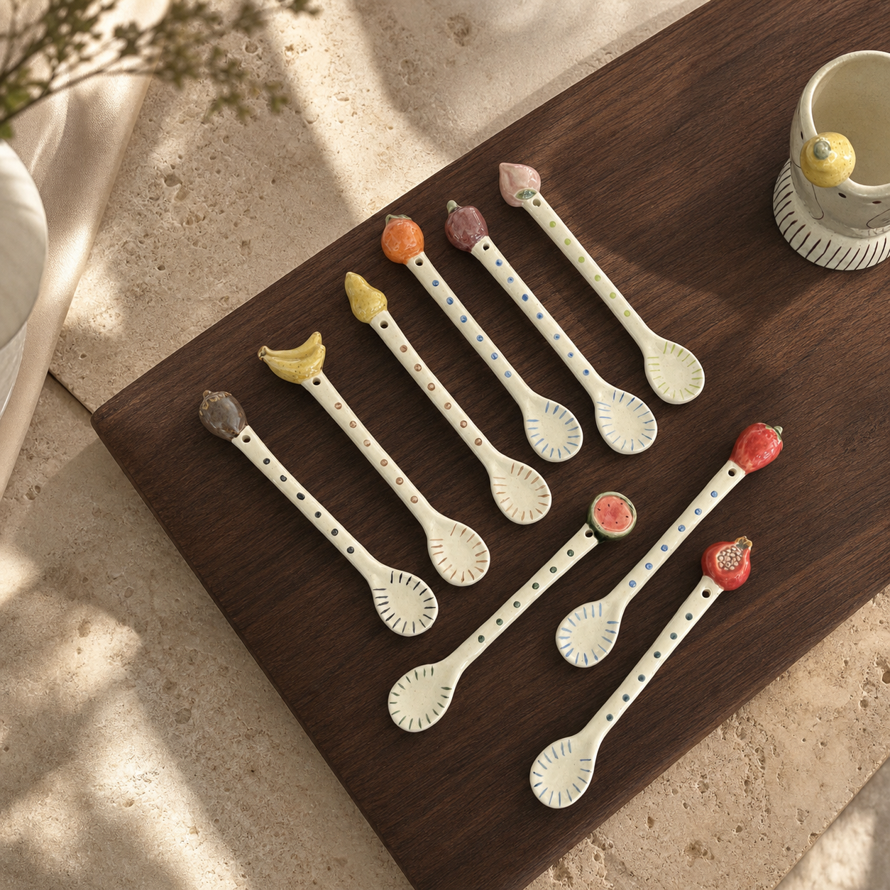 Handmade Ceramic Fruit Spoon, Cute 15cm Dessert Spoon, Whimsical Coffee Tea Stirring Spoon, Kitchen Gift