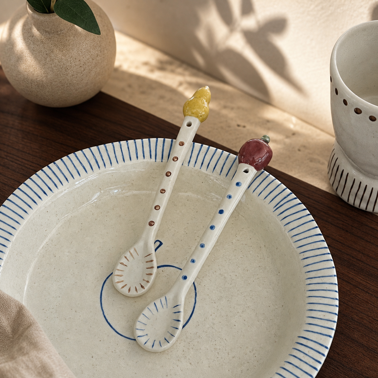 Handmade Ceramic Fruit Spoon, Cute 15cm Dessert Spoon, Whimsical Coffee Tea Stirring Spoon, Kitchen Gift