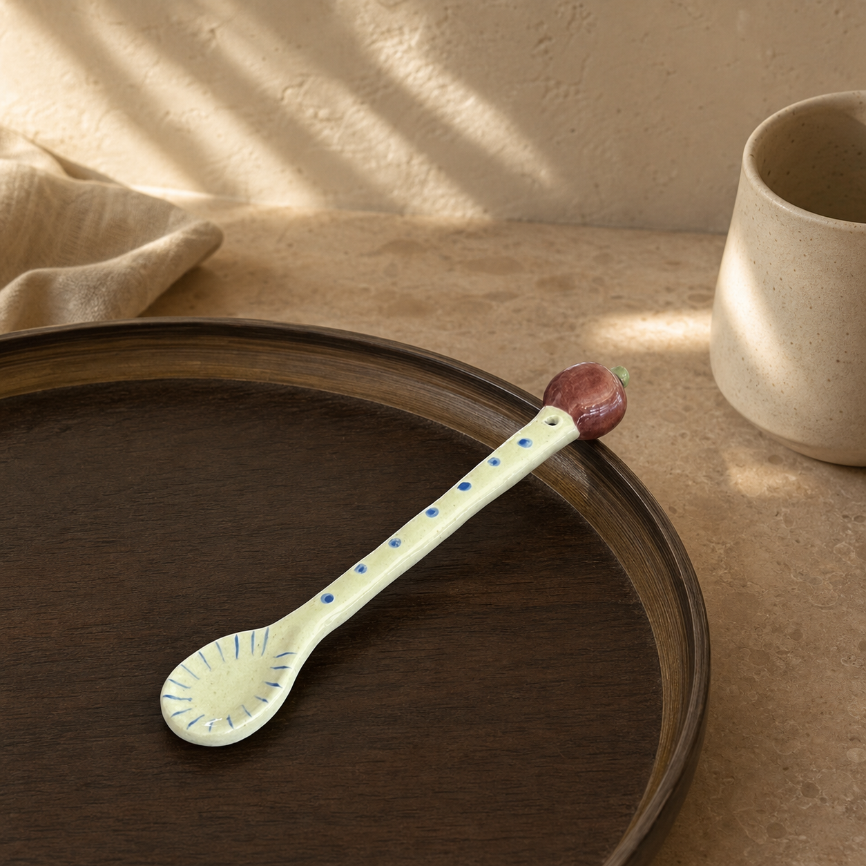 Handmade Ceramic Fruit Spoon, Cute 15cm Dessert Spoon, Whimsical Coffee Tea Stirring Spoon, Kitchen Gift
