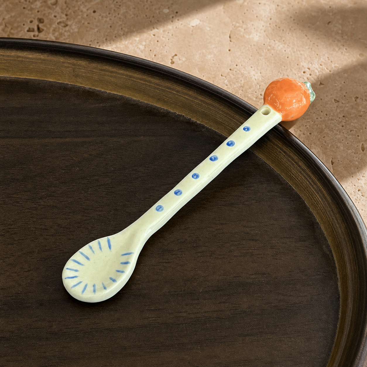 Handmade Ceramic Fruit Spoon, Cute 15cm Dessert Spoon, Whimsical Coffee Tea Stirring Spoon, Kitchen Gift