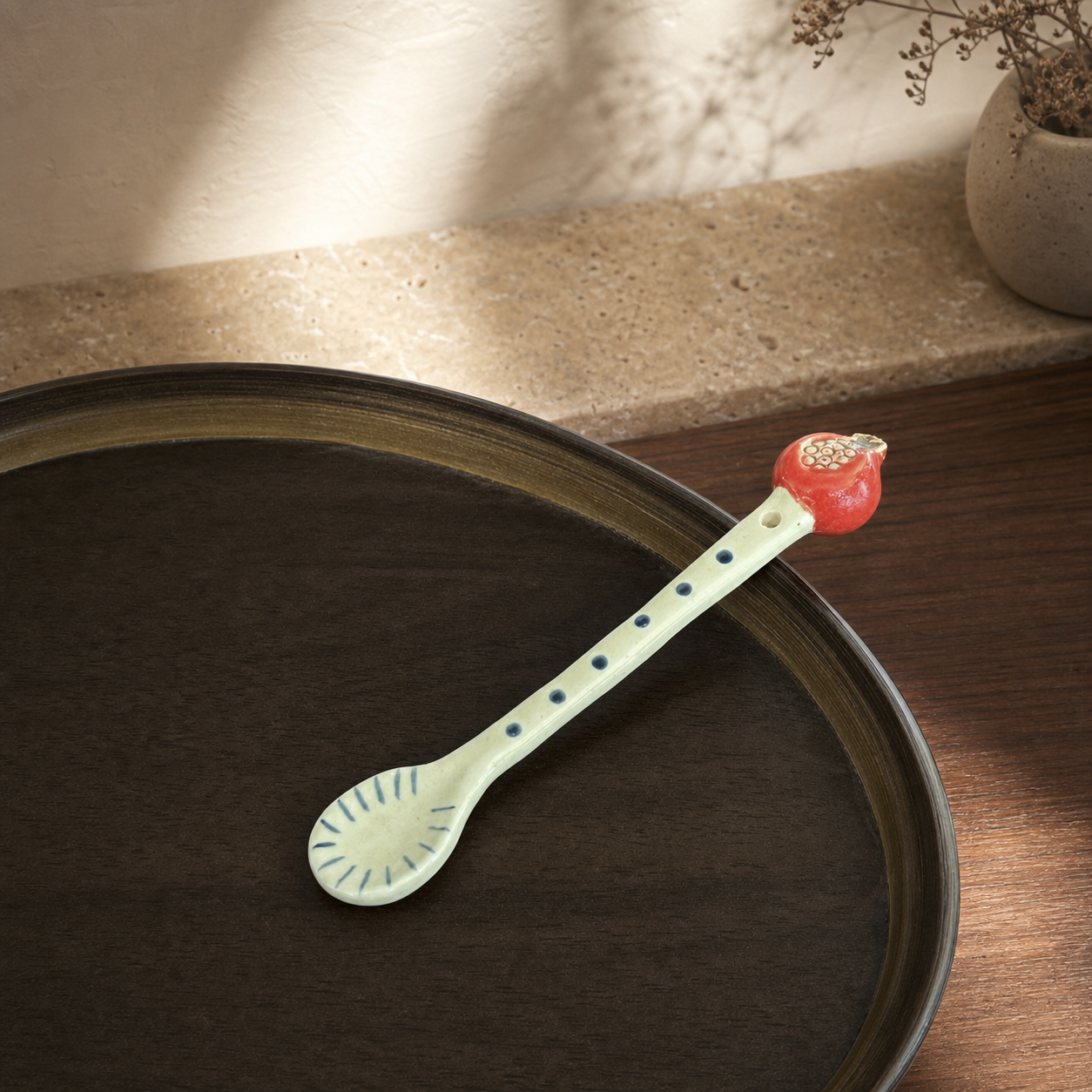 Handmade Ceramic Fruit Spoon, Cute 15cm Dessert Spoon, Whimsical Coffee Tea Stirring Spoon, Kitchen Gift