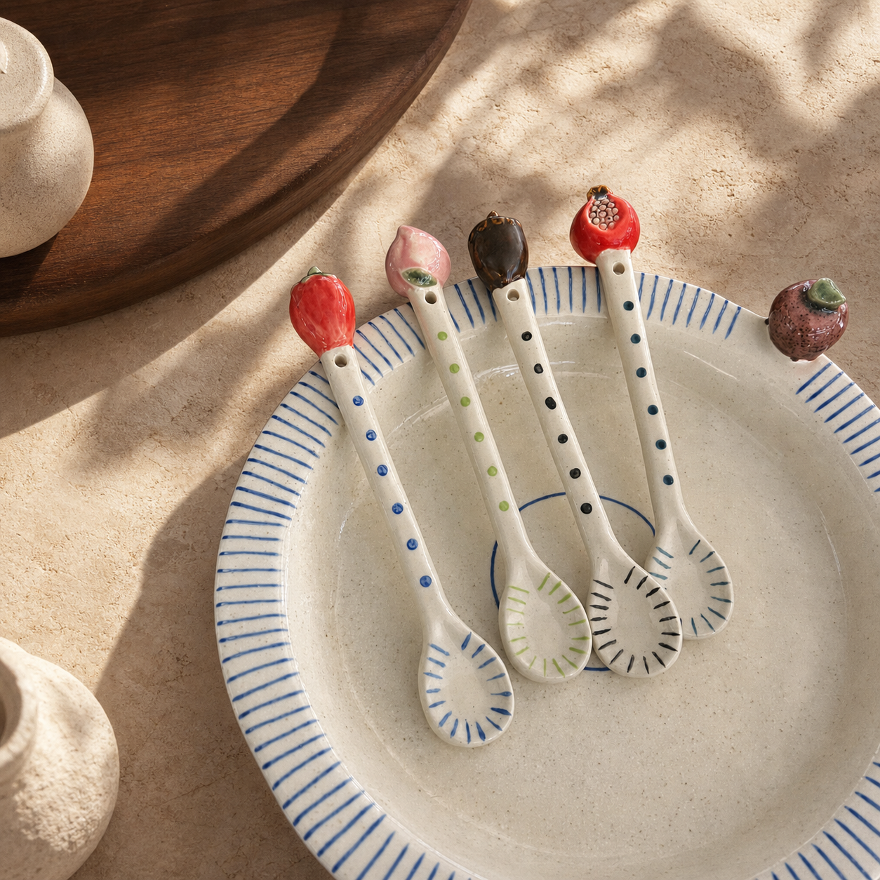 Handmade Ceramic Fruit Spoon, Cute 15cm Dessert Spoon, Whimsical Coffee Tea Stirring Spoon, Kitchen Gift