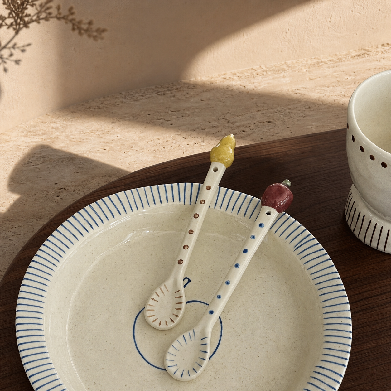Handmade Ceramic Fruit Spoon, Cute 15cm Dessert Spoon, Whimsical Coffee Tea Stirring Spoon, Kitchen Gift