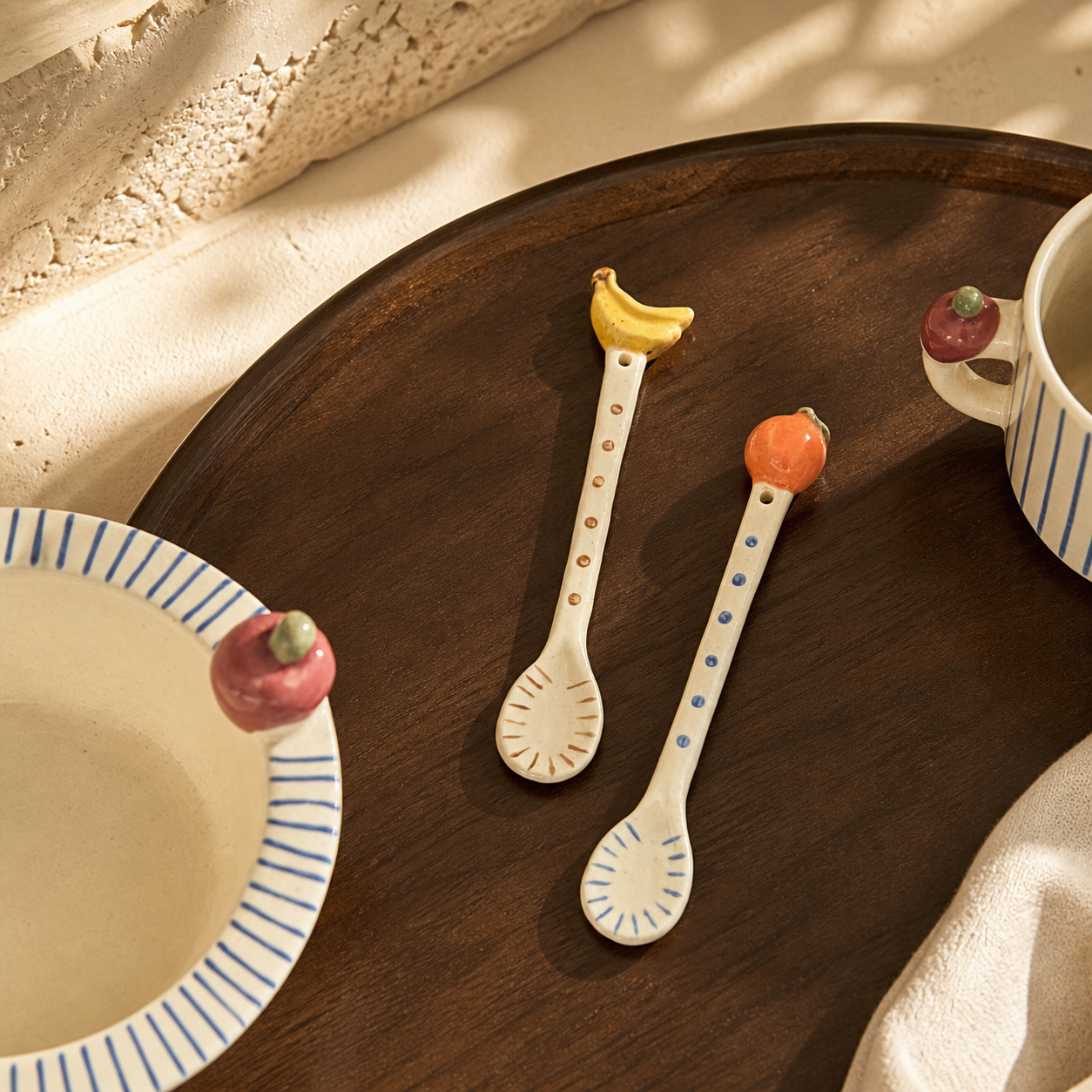 Handmade Ceramic Fruit Spoon, Cute 15cm Dessert Spoon, Whimsical Coffee Tea Stirring Spoon, Kitchen Gift