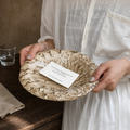 Japanese Rustic Ceramic Serving Plate, 8.5 Inch Stone Texture Dinner Plate, Wabi Sabi Decorative Tableware