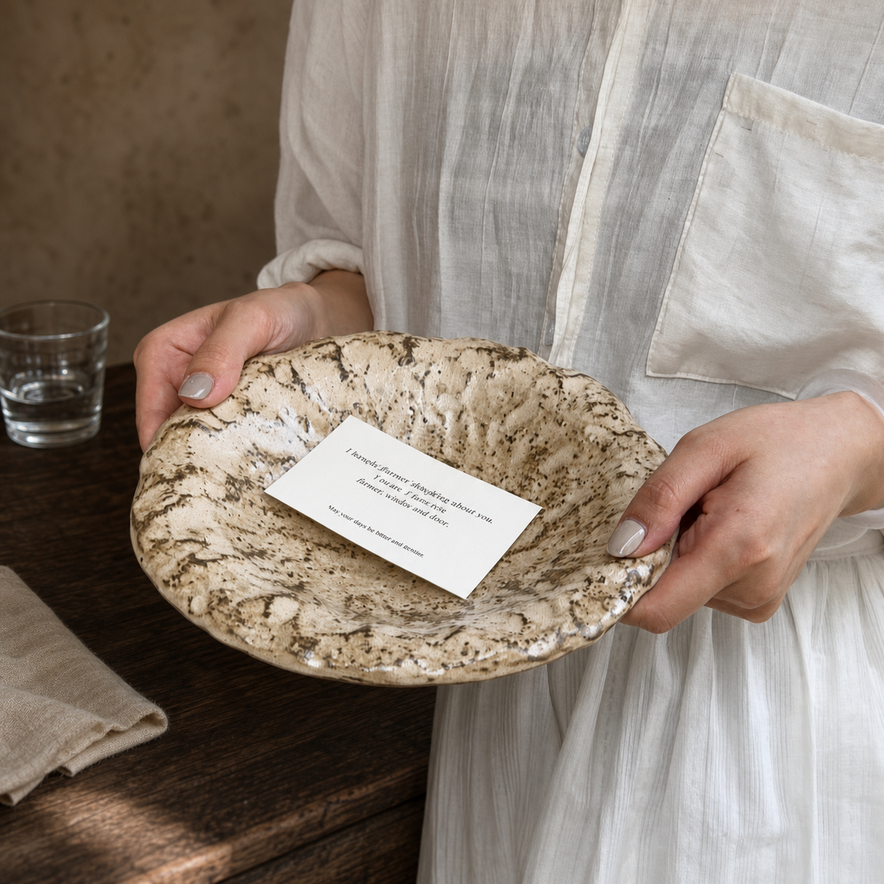Japanese Rustic Ceramic Serving Plate, 8.5 Inch Stone Texture Dinner Plate, Wabi Sabi Decorative Tableware