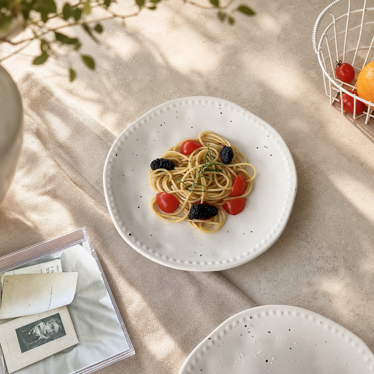 Wabi Sabi Ceramic Dinner Plate, 8 Inch Speckled Irregular Serving Plate, Japanese Minimalist Dessert & Salad Plate