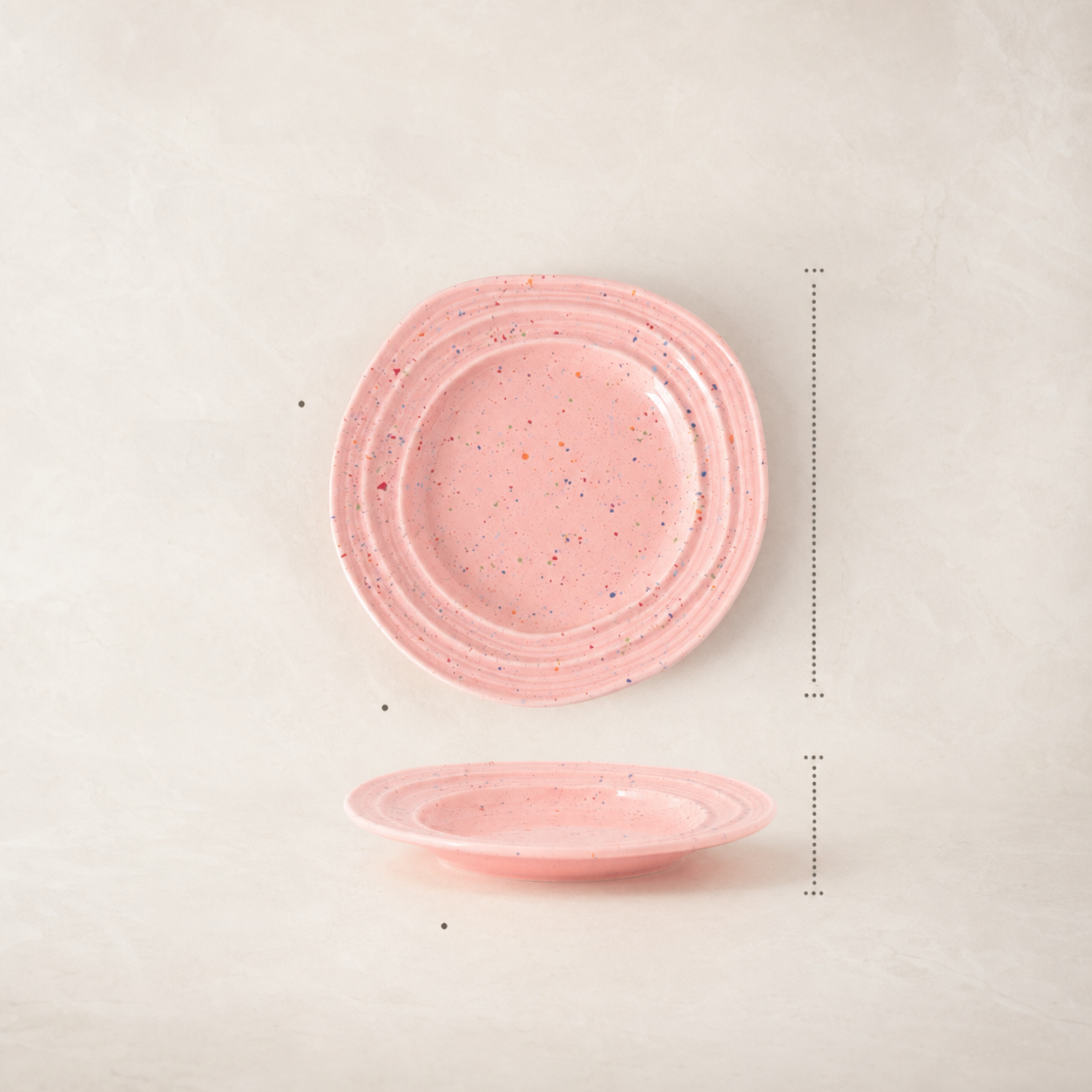 Pastel Speckled Ceramic Dinner Plate, 9 Inch Japanese Style Round Dessert Plate, Minimalist Colorful Tableware